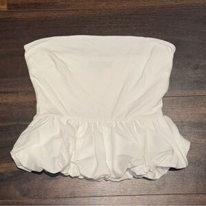 White Strapless Top with Bubble Bottom